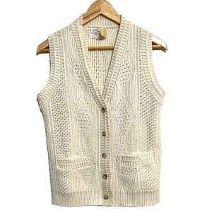 Vintage60s Sturbridge by Roosevelt Sweater Vest Diamond Pattern Cream Size Small
